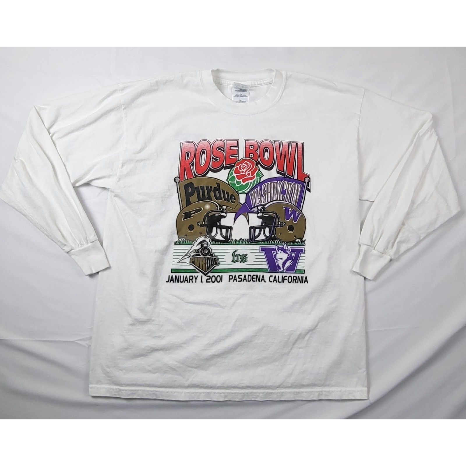 Vtg 2001 Rose Bowl Long Sleeve TShirt Player Rosters Mens Xl Y2k Football Ncaa